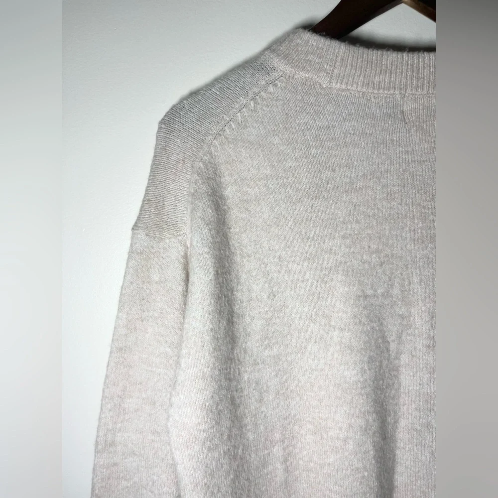 H&M‎ Neutral Knitted Crewneck Sweater Beaded Embellishments | Small